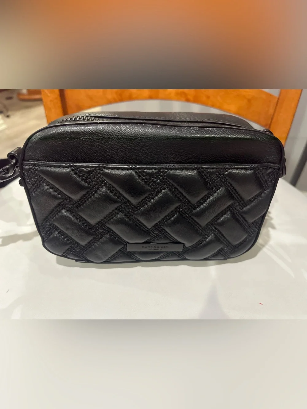 Kurt Geiger Black Quilted Crossbody with Sculpted Clasp